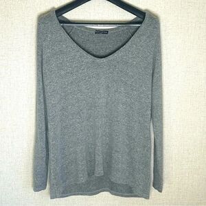 Brandy Melville Womens Lane Wool Blend Sweater OS Gray Long Sleeve V-Neck Italy